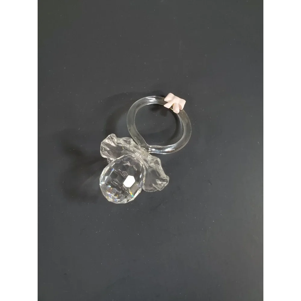 Baby Binky / Pacifier Crystal Glass shower gift pink bow